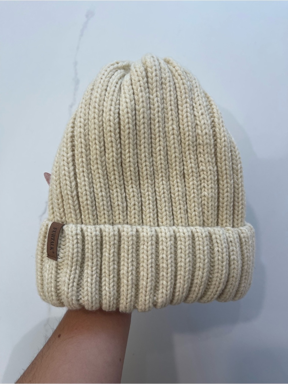 Women’s Cream Rib Knit Beanie Hat